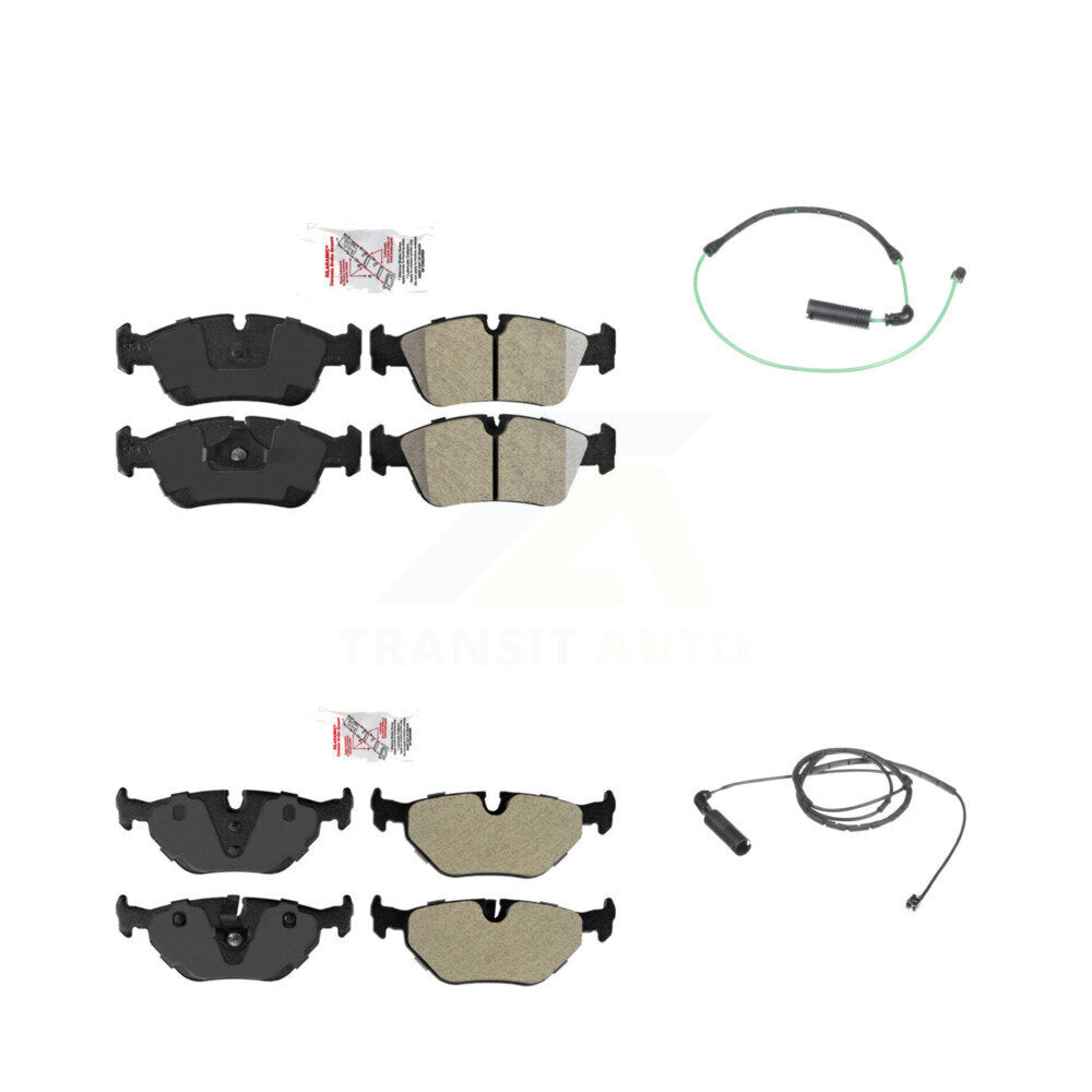 Ceramic Disc Brake Pad & Wear Sensor Front Rear Kit For 2001-2005 BMW 325xi 2.5L