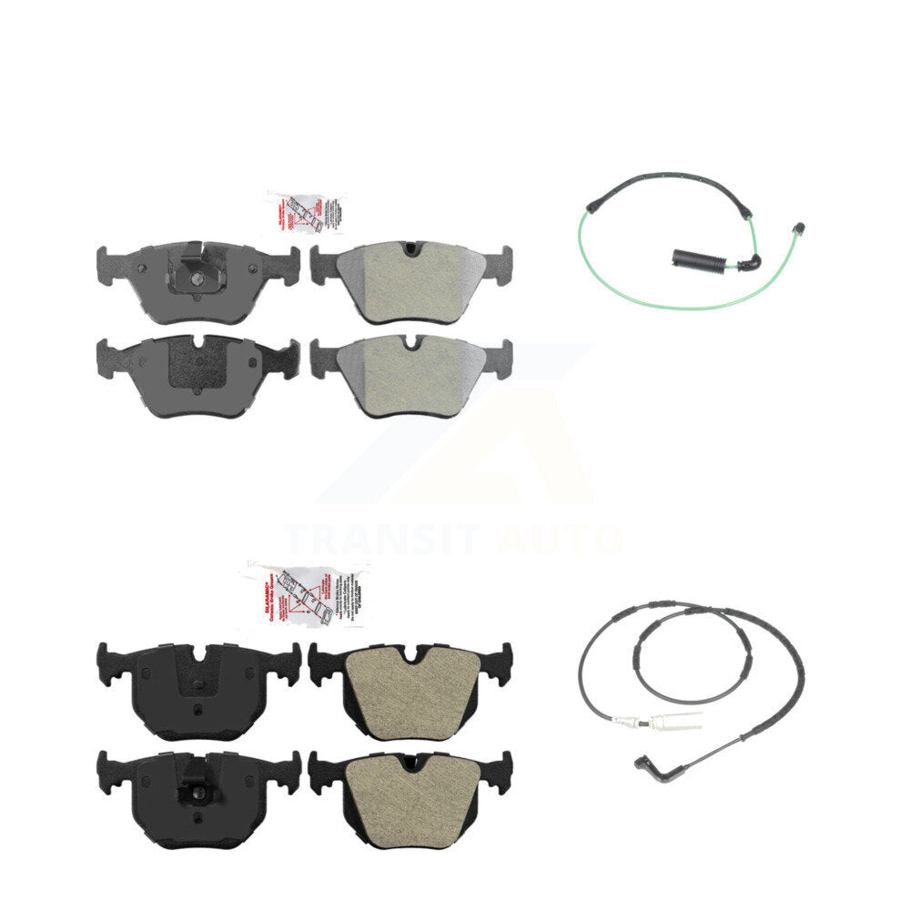 Ceramic Disc Brake Pads And Wear Sensors Front Rear Kit For 2005 BMW 330xi 3.0L