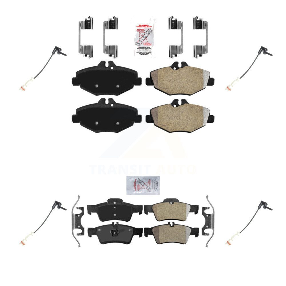 Ceramic Disc Brake Pads And Wear Sensors Front Rear Kit For Mercedes-Benz E320