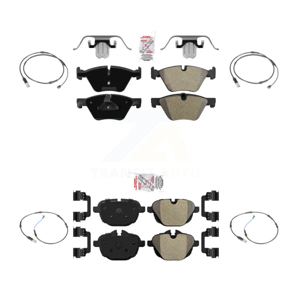Ceramic Disc Brake Pads And Wear Sensors Front Rear Kit For BMW 528i