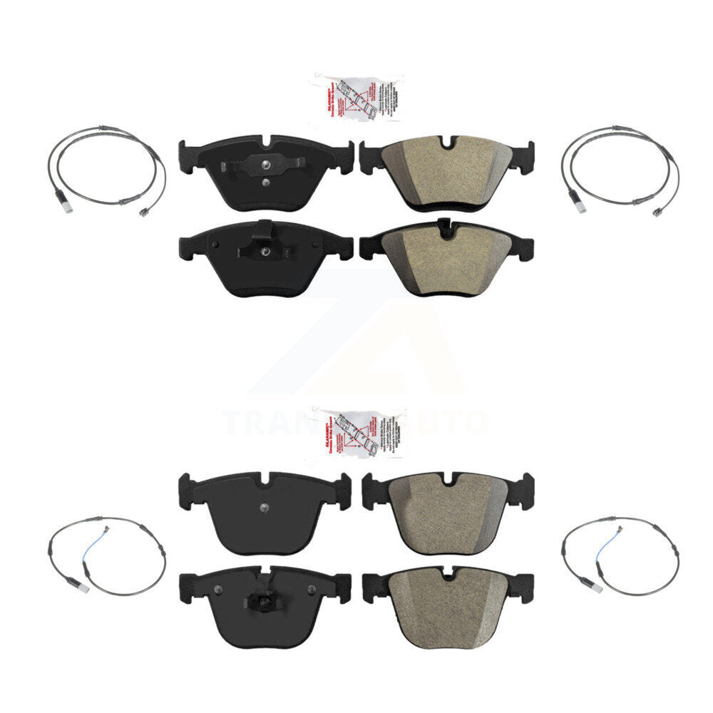 Ceramic Brake Pads & Wear Sensor Front Rear Kit For 2010 BMW 535i Base with 3.0L