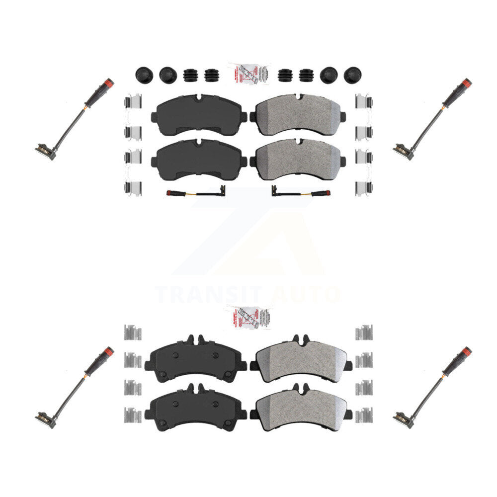 Ceramic Brake Pads Extra Wear Sensor Front Rear Kit For Dodge Sprinter 3500 3.0L