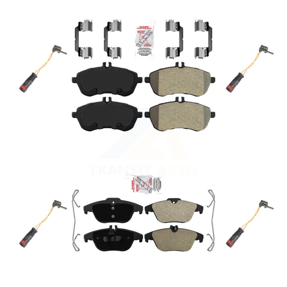 Ceramic Brake Pads & Wear Sensor Front Rear Kit For Mercedes-Benz C300 C250 C230
