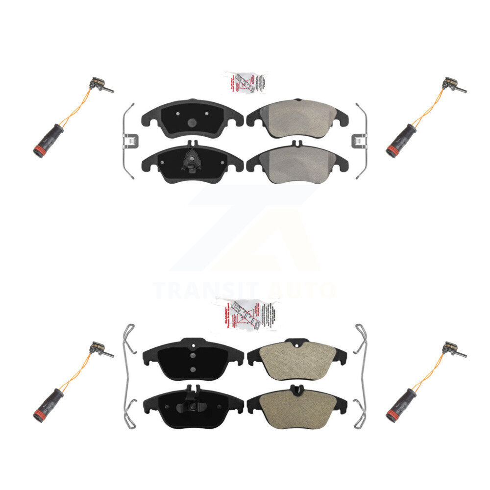 Ceramic Brake Pads & Wear Sensor Front Rear Kit For Mercedes-Benz C300 C350 E350