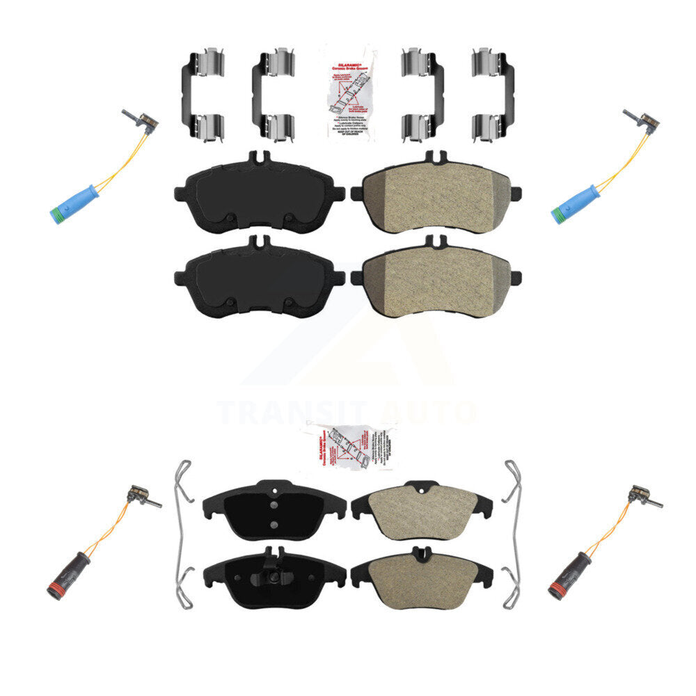 Ceramic Brake Pads & Wear Sensor Front Rear Kit For 2012 Mercedes-Benz C250 1.8L