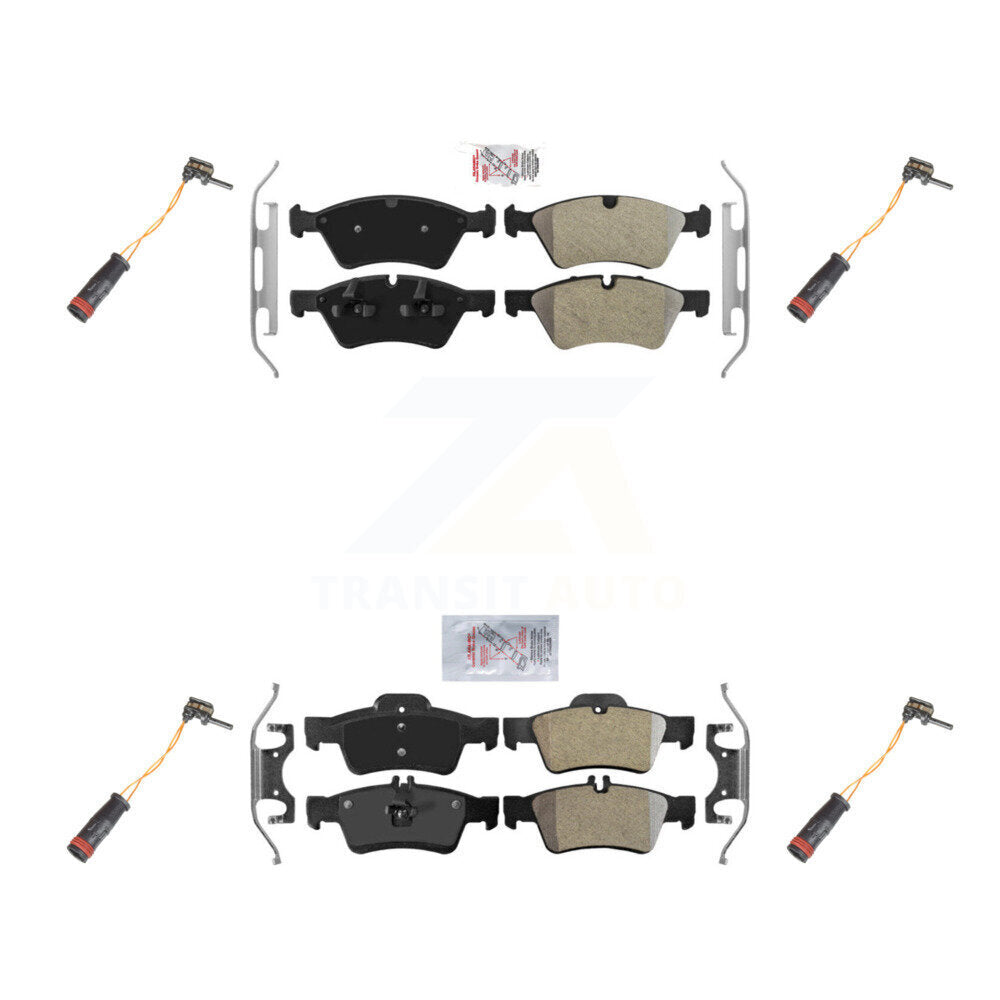 Ceramic Disc Brake Pad And Wear Sensor Front Rear Kit For Mercedes-Benz E350 AWD