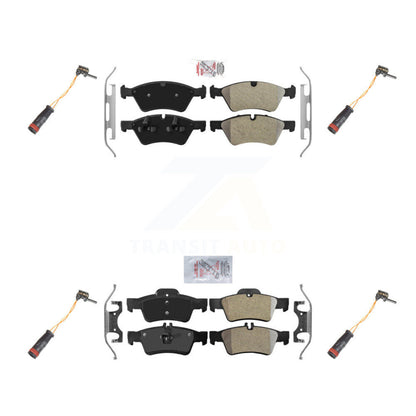 Ceramic Disc Brake Pad And Wear Sensor Front Rear Kit For Mercedes-Benz E350 AWD