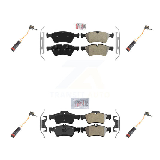 Ceramic Disc Brake Pad And Wear Sensor Front Rear Kit For Mercedes-Benz E350 AWD