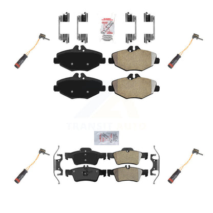 Ceramic Disc Brake Pad And Wear Sensor Front Rear Kit For Mercedes-Benz E350 RWD