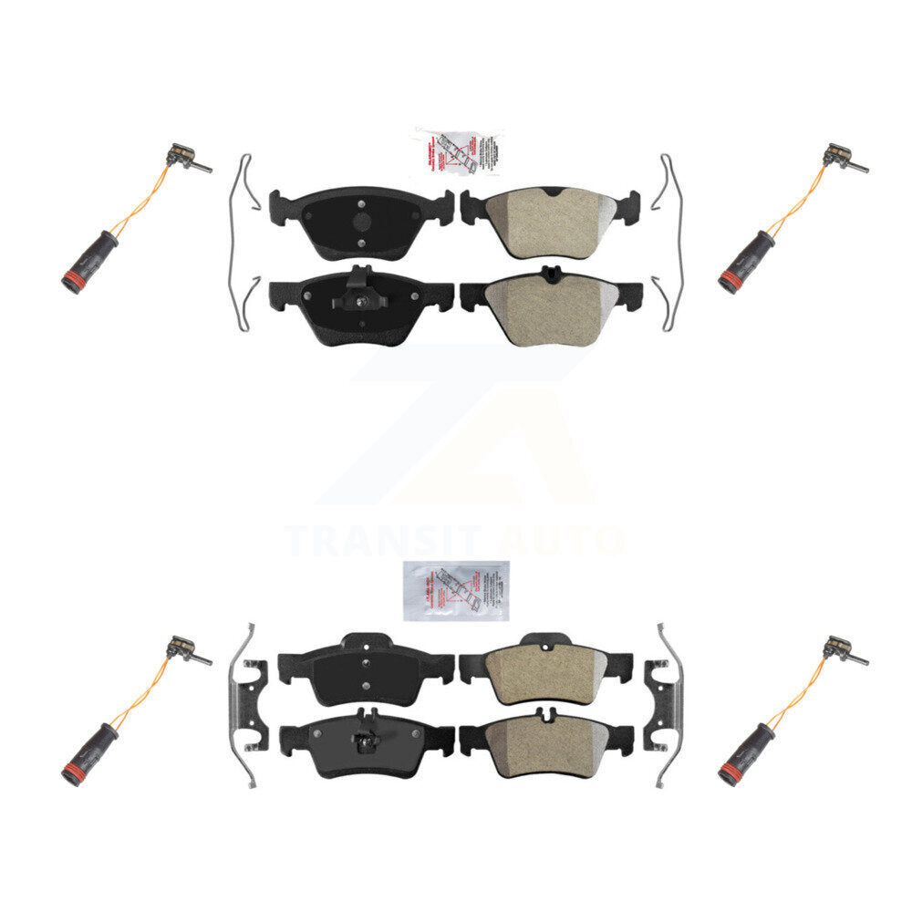 Ceramic Disc Brake Pads & Wear Sensor Front Rear Kit For Mercedes-Benz E350 E300