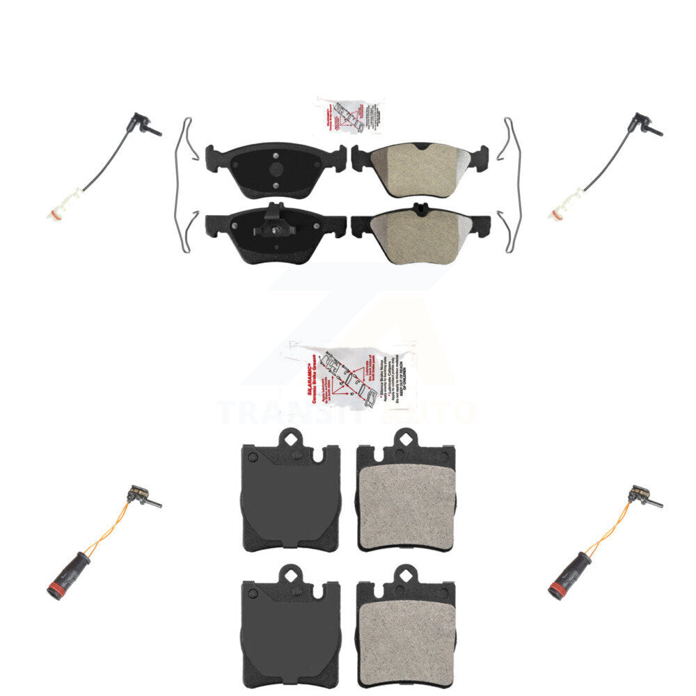 Ceramic Disc Brake Pads And Wear Sensors Front Rear Kit For Mercedes-Benz CLK320