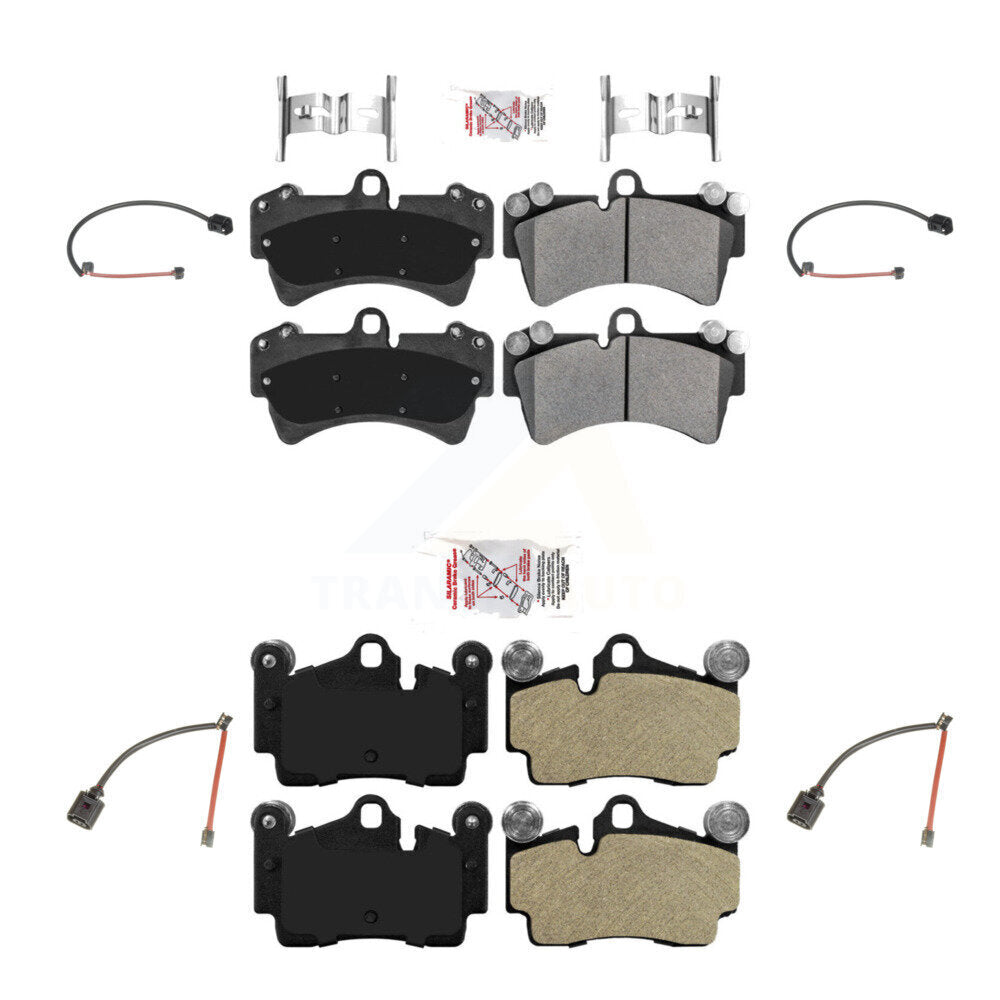 Ceramic Disc Brake Pads & Wear Sensor Front Rear Kit For Audi Q7 Porsche Cayenne