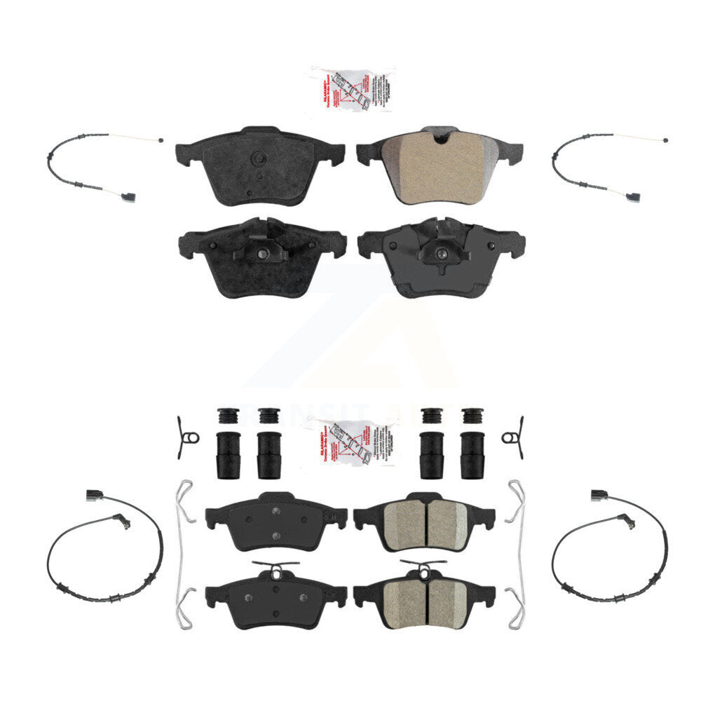 Ceramic Disc Brake Pads And Wear Sensors Front Rear Kit For Jaguar XJ