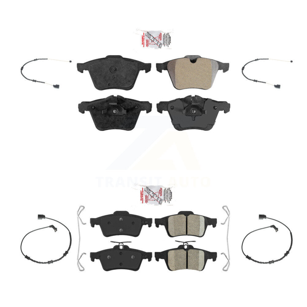Ceramic Disc Brake Pads And Wear Sensors Front Rear Kit For Jaguar XJ