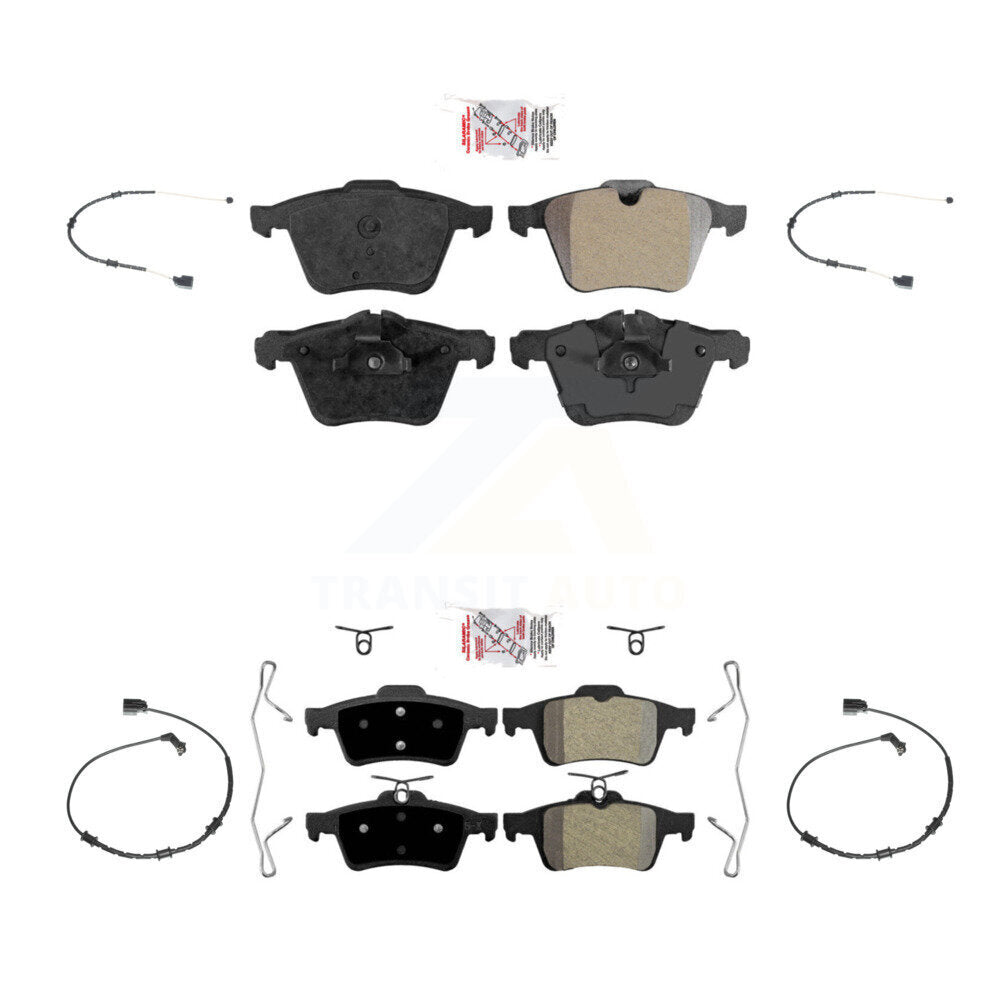 Ceramic Disc Brake Pads And Wear Sensors Front Rear Kit For Jaguar XJ