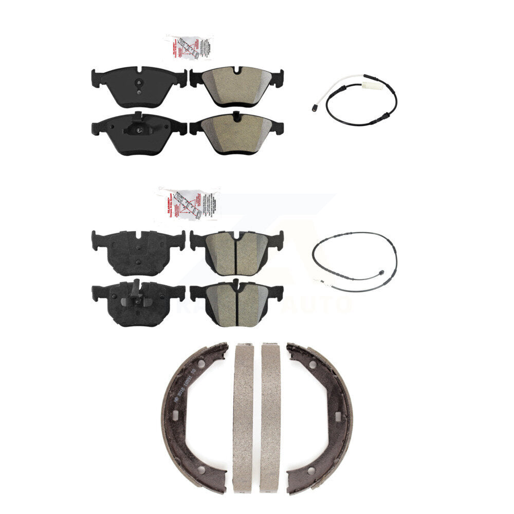 Ceramic Disc Brake Pads And Wear Sensors Front Rear Kit (5Pc) For BMW 335i