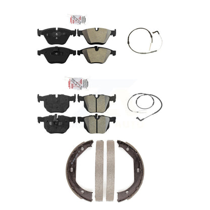 Ceramic Disc Brake Pad & Wear Sensor Front Rear Kit (5Pc) For BMW 335i 335d 3.0L