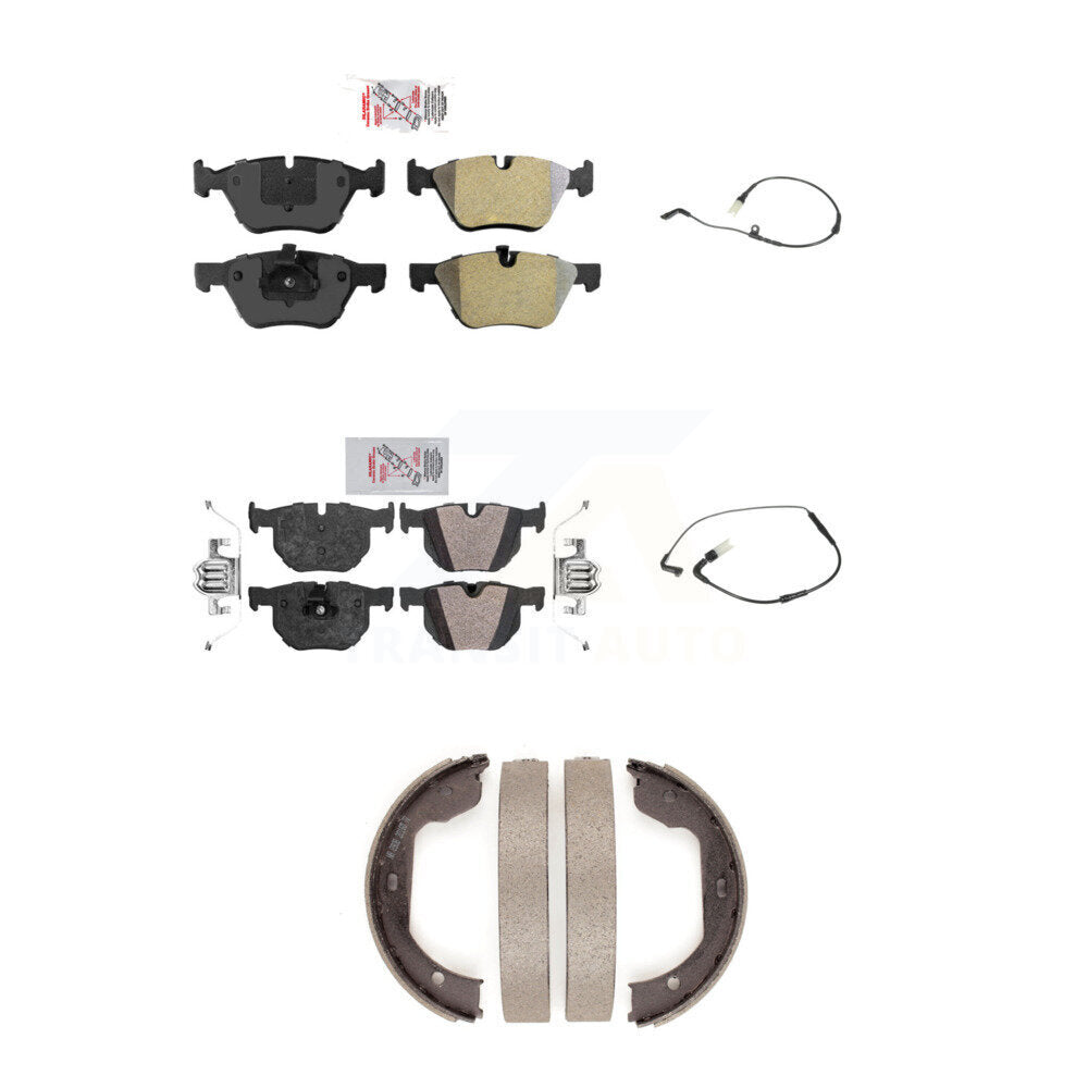 Ceramic Disc Brake Pads And Wear Sensors Front Rear Kit (5Pc) For BMW 525i