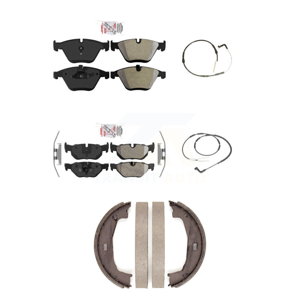 Ceramic Disc Brake Pads And Wear Sensors Front Rear Kit (5Pc) For BMW 328i