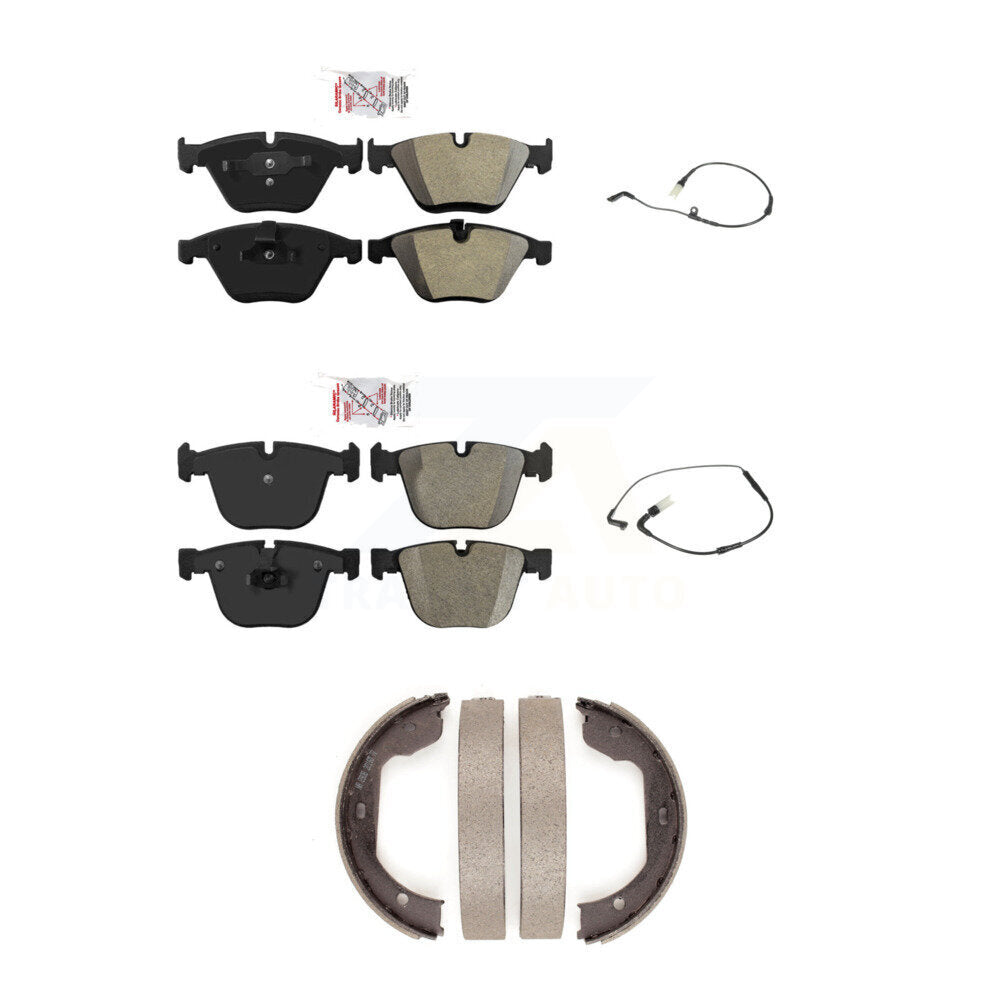 Ceramic Disc Brake Pads Wear Sensor Front Rear Kit (5Pc) For BMW 550i 545i 645Ci