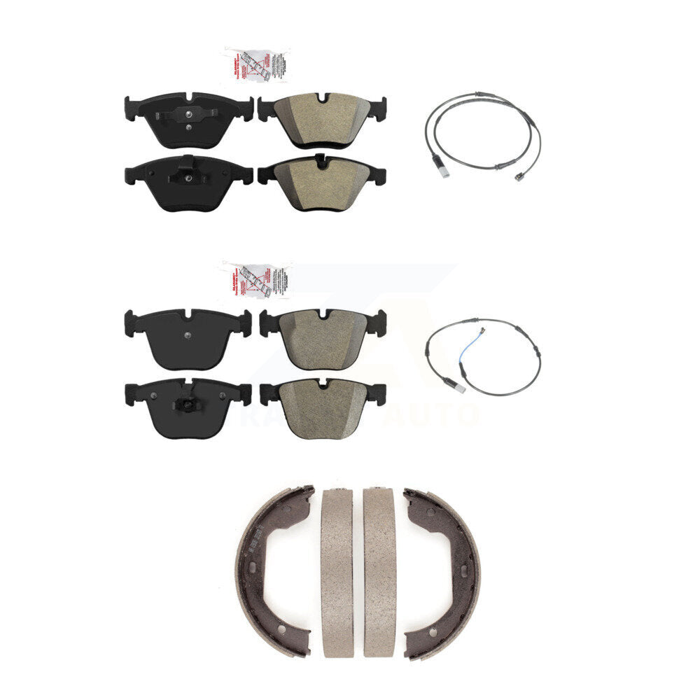Ceramic Brake Pad & Wear Sensor Front Rear Kit (5Pc) For BMW 535i Base with 3.0L