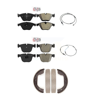 Ceramic Brake Pad & Wear Sensor Front Rear Kit (5Pc) For BMW 535i Base with 3.0L