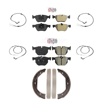 Ceramic Disc Brake Pads And Wear Sensors Front Rear Kit (7Pc) For 2006 BMW 330i