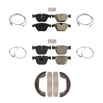 Ceramic Brake Pad & Wear Sensor Front Rear Kit (7Pc) For BMW 535i Base with 3.0L