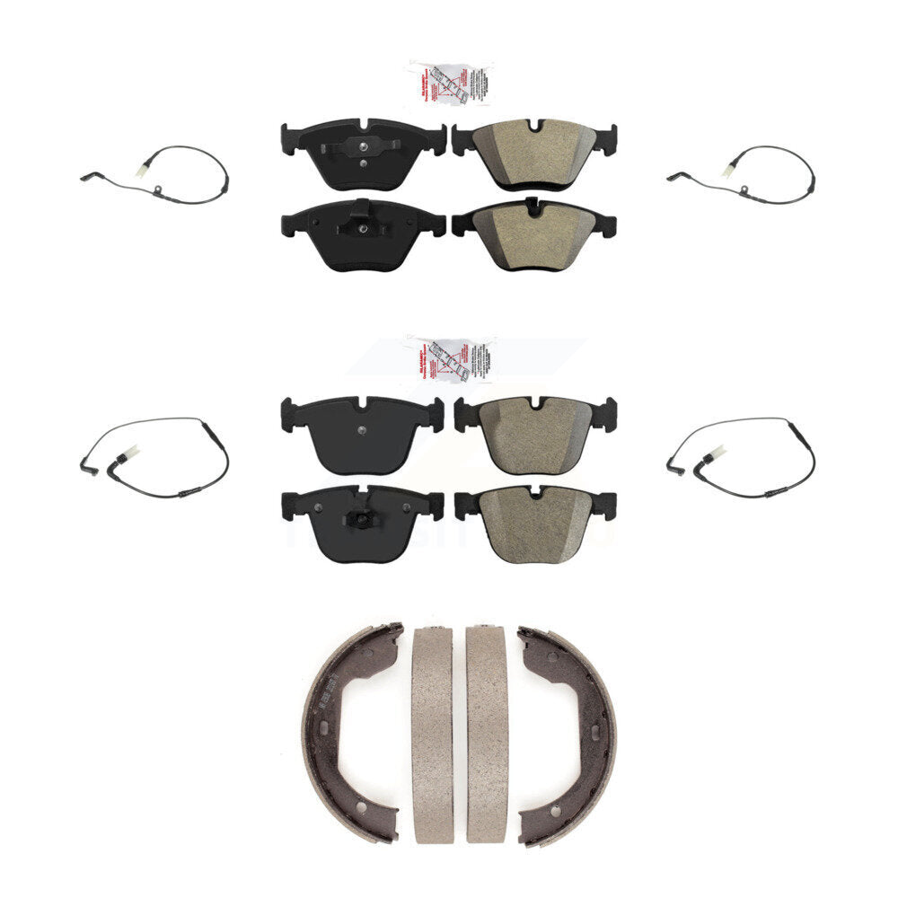 Ceramic Disc Brake Pads Wear Sensor Front Rear Kit (7Pc) For BMW 550i 545i 645Ci