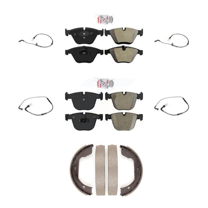 Ceramic Disc Brake Pads Wear Sensor Front Rear Kit (7Pc) For BMW 550i 545i 645Ci