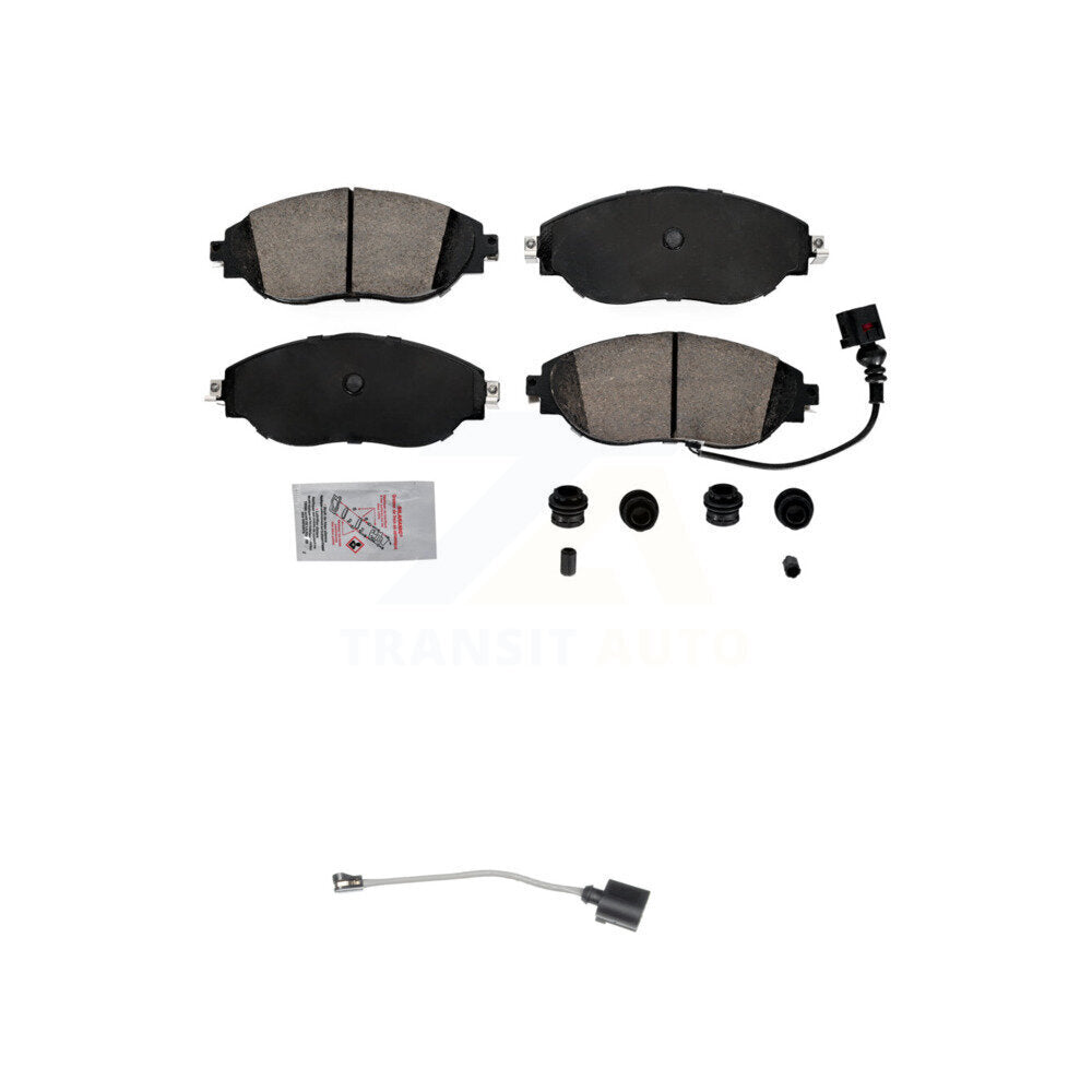 Ceramic Brake Pad & Extra Wear Sensor Front Kit For Volkswagen Jetta Arteon Audi