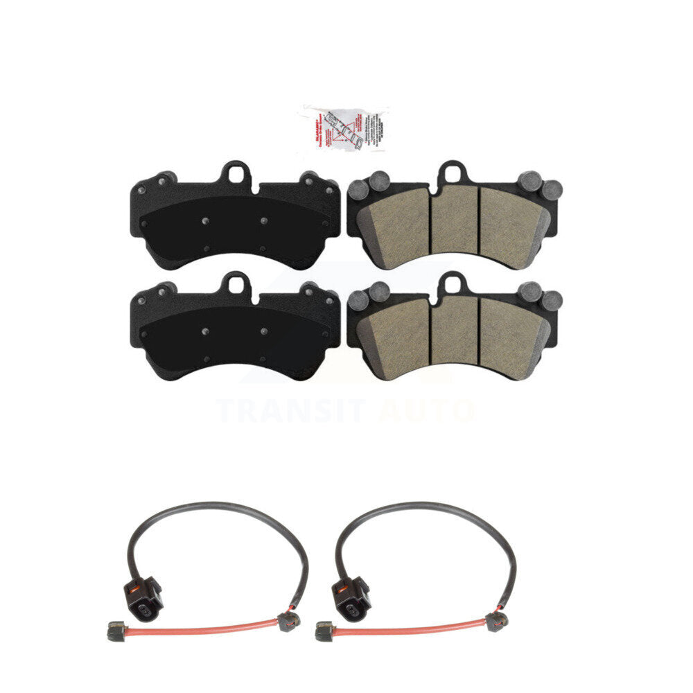 Ceramic Disc Brake Pads And Wear Sensors Front Kit For Porsche Cayenne