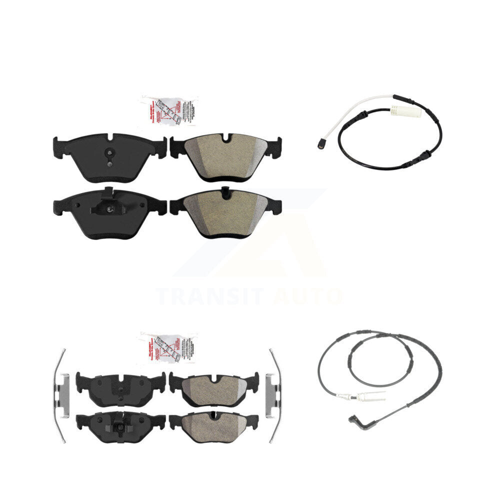 Ceramic Disc Brake Pads And Wear Sensors Front Rear Kit For BMW 328i