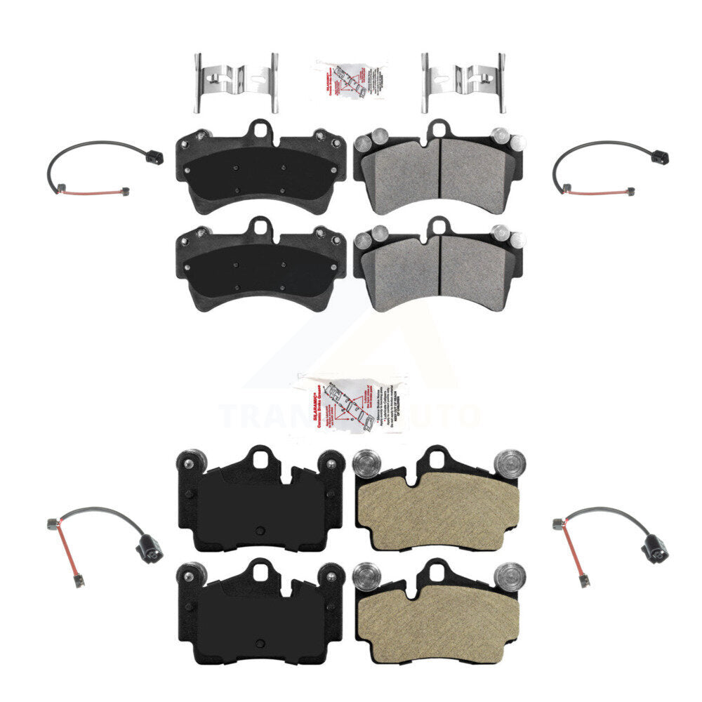 Ceramic Disc Brake Pads & Wear Sensor Front Rear Kit For Audi Q7 Porsche Cayenne