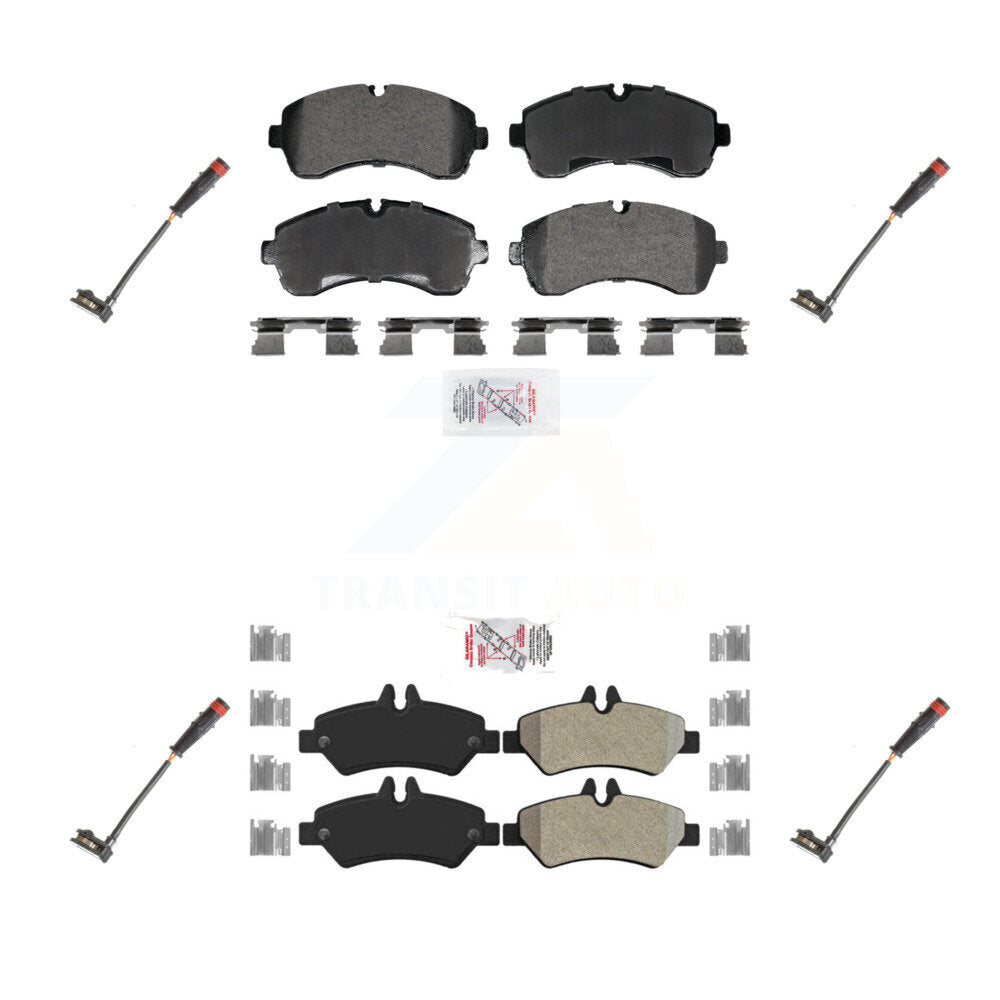 Ceramic Brake Pad & Wear Sensor Front Rear Kit For 2009 Dodge Sprinter 3500 3.0L