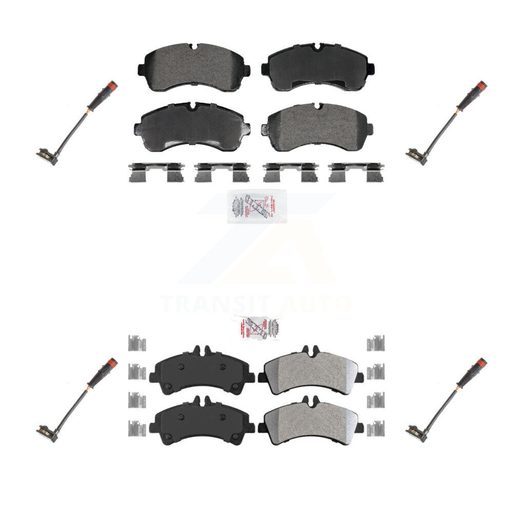 Ceramic Brake Pad & Wear Sensor Front Rear Kit For 2009 Dodge Sprinter 3500 3.0L