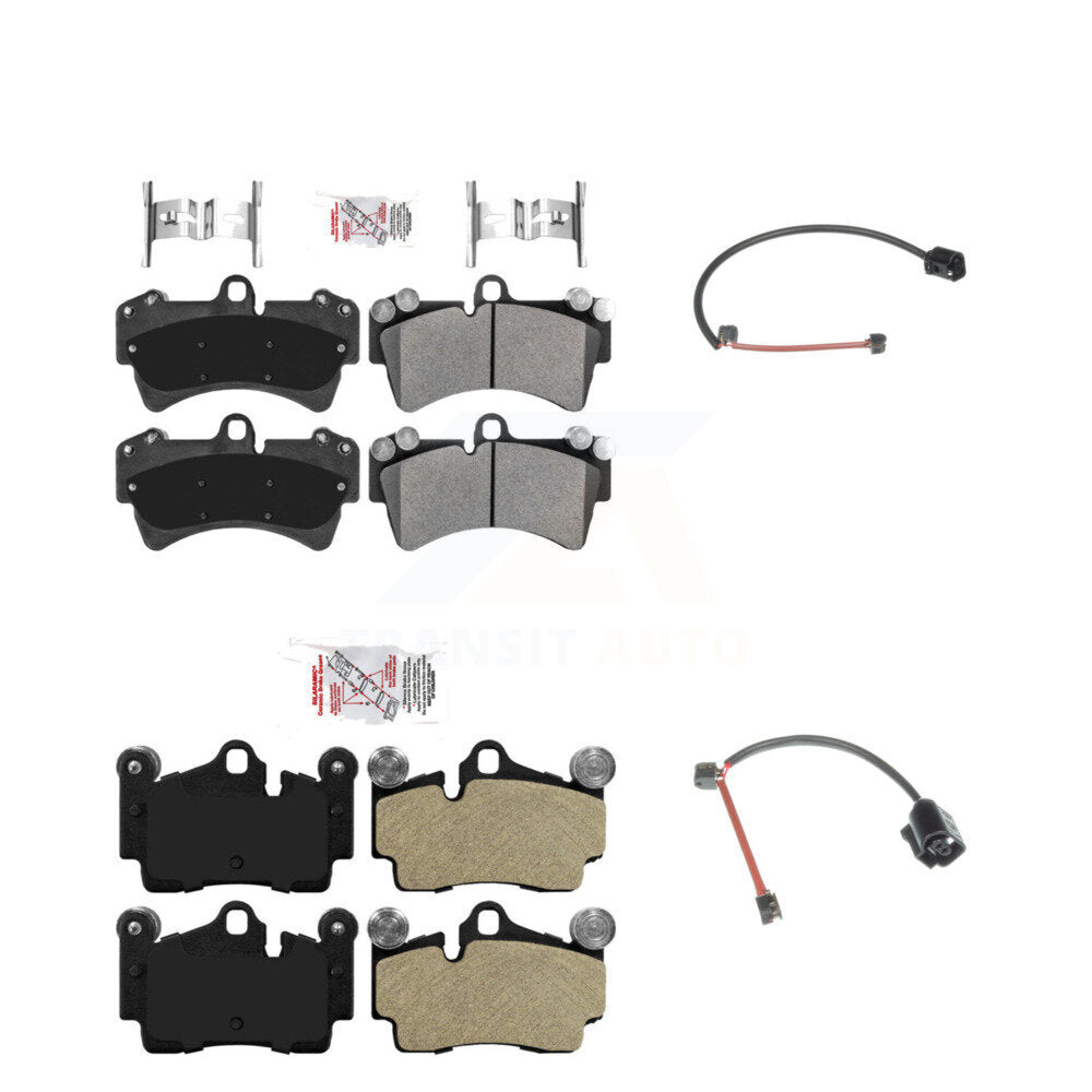 Ceramic Disc Brake Pads & Wear Sensor Front Rear Kit For Audi Q7 Porsche Cayenne