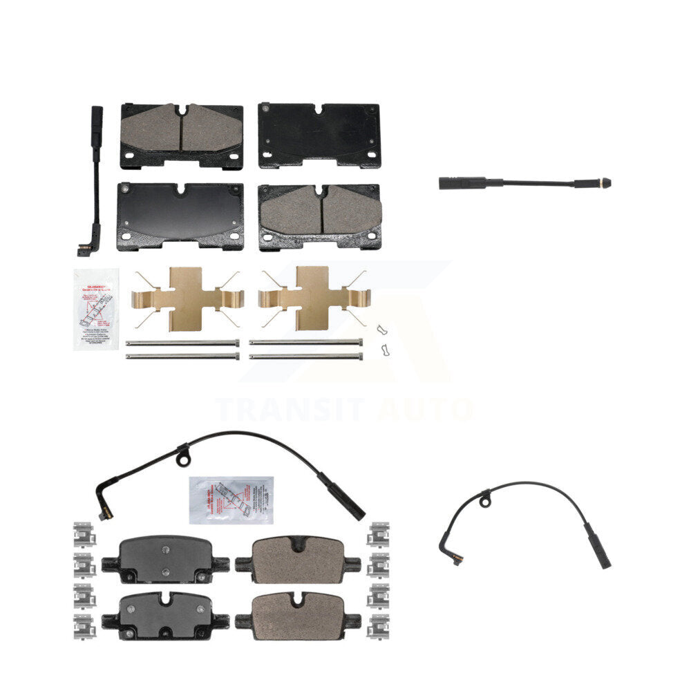 Ceramic Brake Pad & Extra Wear Sensor Front Rear Kit For GMC Chevrolet Silverado