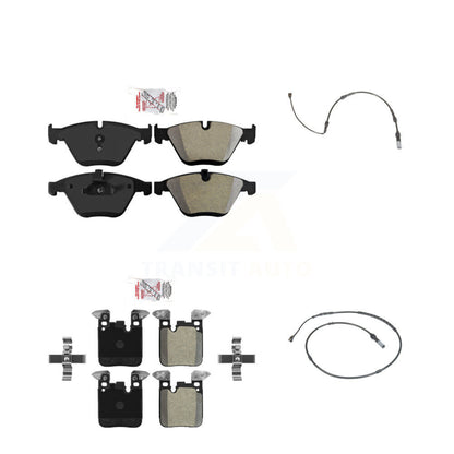 Ceramic Brake Pad & Wear Sensor Front Rear Kit For 2013 BMW 335i Sedan with 3.0L