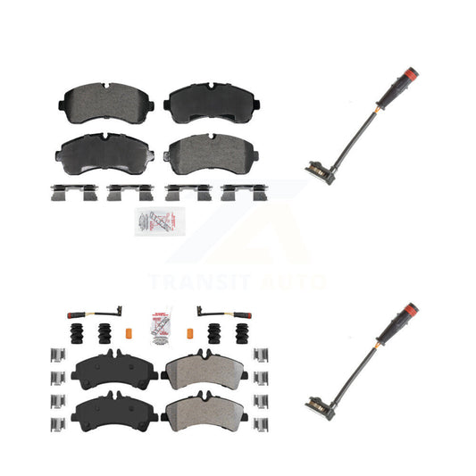 Ceramic Brake Pads Extra Wear Sensor Front Rear Kit For Dodge Sprinter 3500 3.0L
