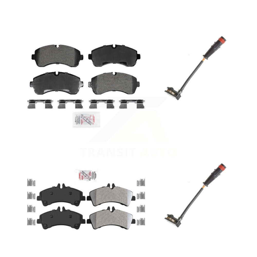 Ceramic Brake Pad & Wear Sensor Front Rear Kit For 2009 Dodge Sprinter 3500 3.0L