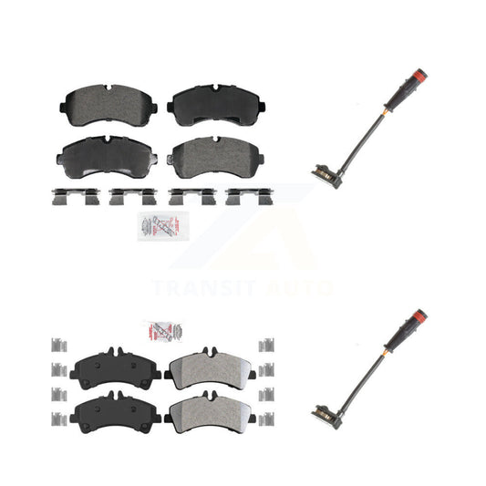 Ceramic Brake Pad & Wear Sensor Front Rear Kit For 2009 Dodge Sprinter 3500 3.0L