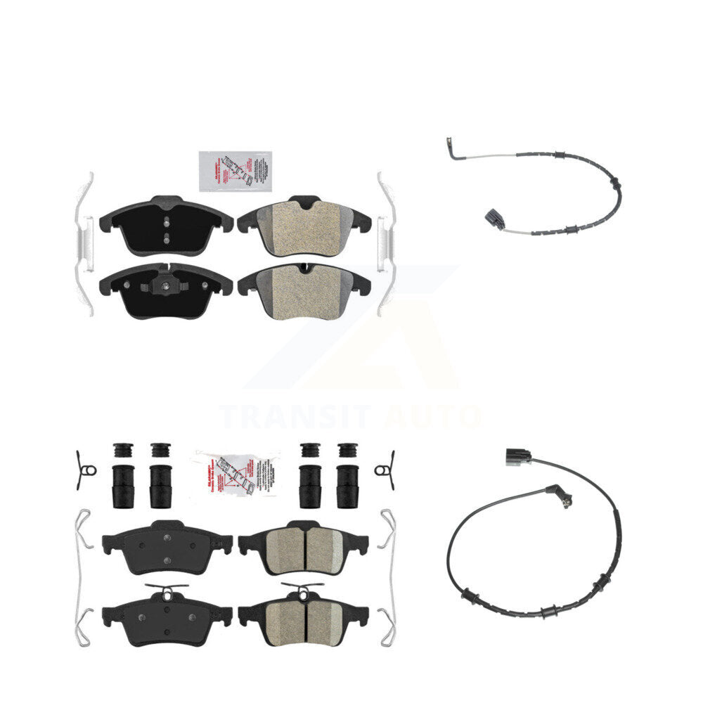 Ceramic Disc Brake Pads And Wear Sensors Front Rear Kit For Jaguar XF