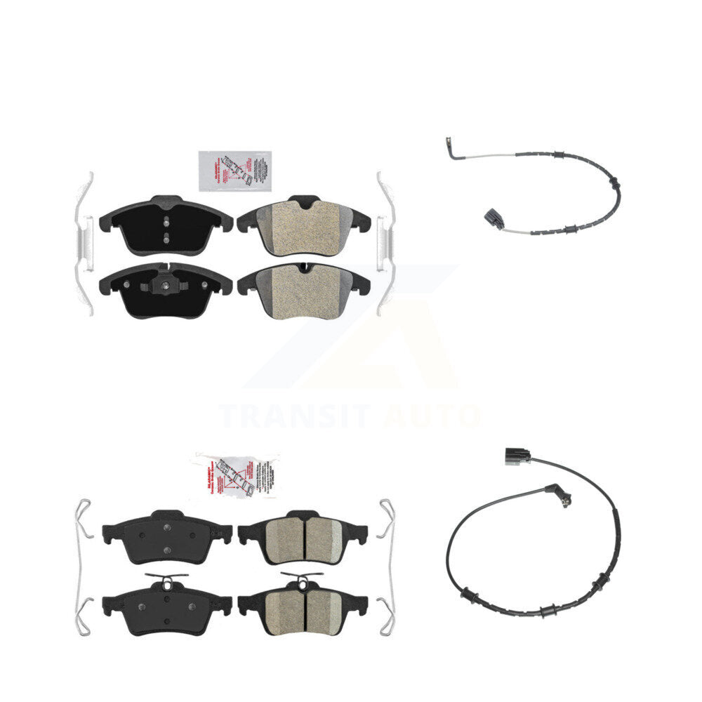Ceramic Disc Brake Pads And Wear Sensors Front Rear Kit For Jaguar XF
