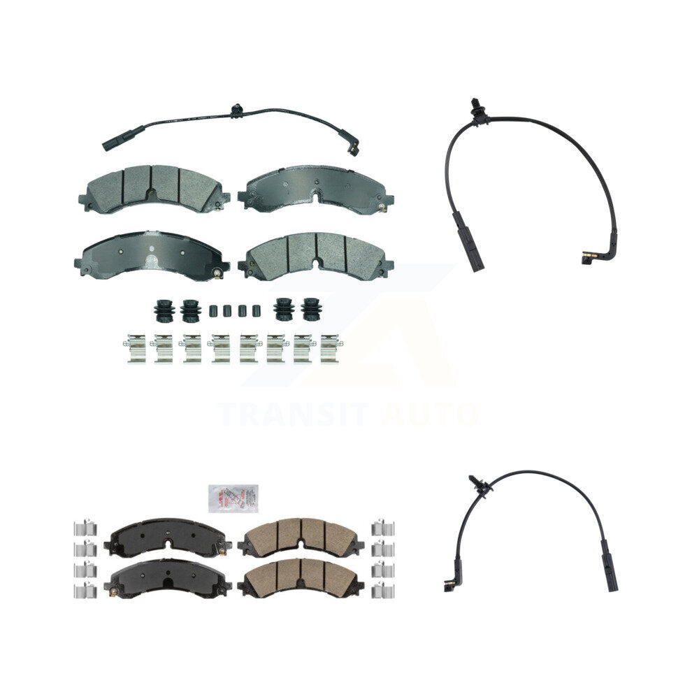 Ceramic Brake Pad Extra Wear Sensor Front Rear Kit For GMC Chevrolet Sierra 2500