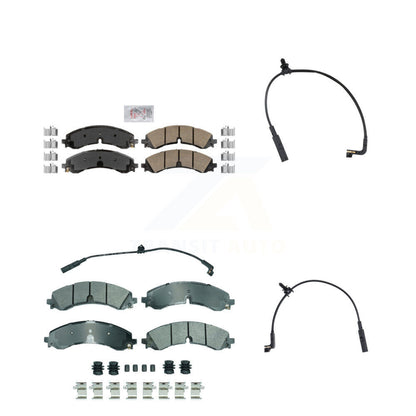 Ceramic Brake Pad Extra Wear Sensor Front Rear Kit For GMC Chevrolet Sierra 2500