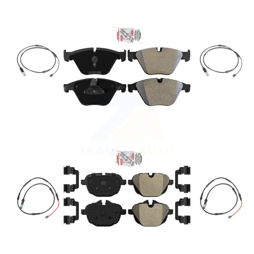 Ceramic Disc Brake Pads & Wear Sensor Front Rear Kit For 2014-2016 BMW 528i 535d