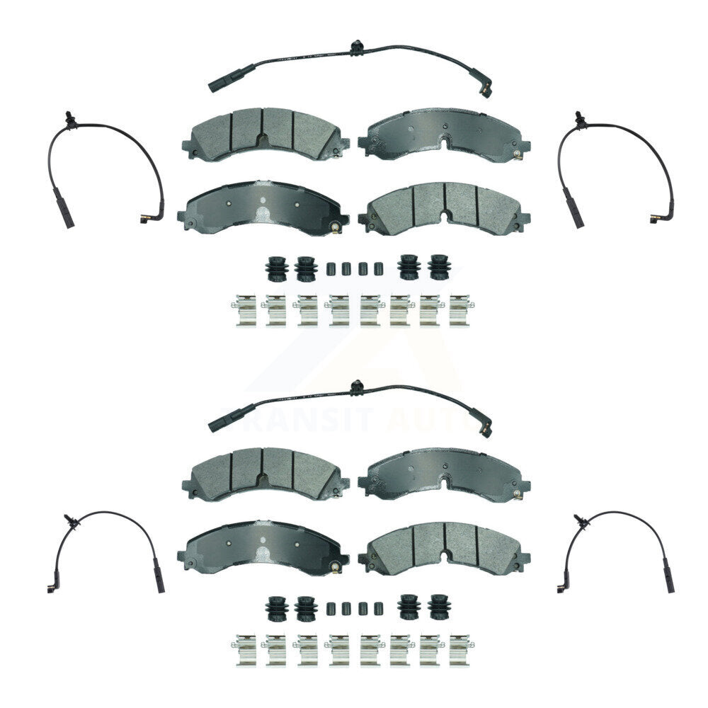 Ceramic Brake Pad Extra Wear Sensor Front Rear Kit For GMC Chevrolet Sierra 2500