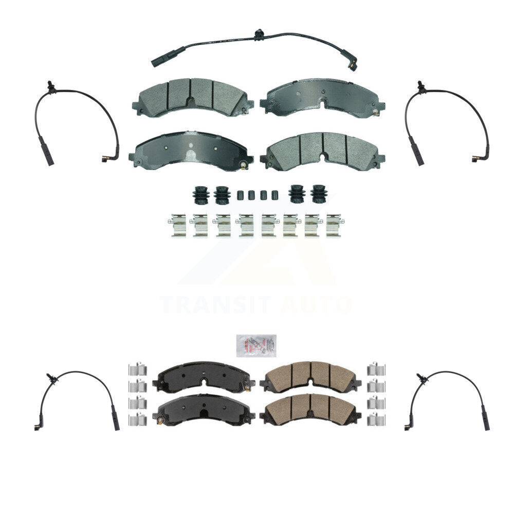 Ceramic Brake Pad Extra Wear Sensor Front Rear Kit For GMC Chevrolet Sierra 2500