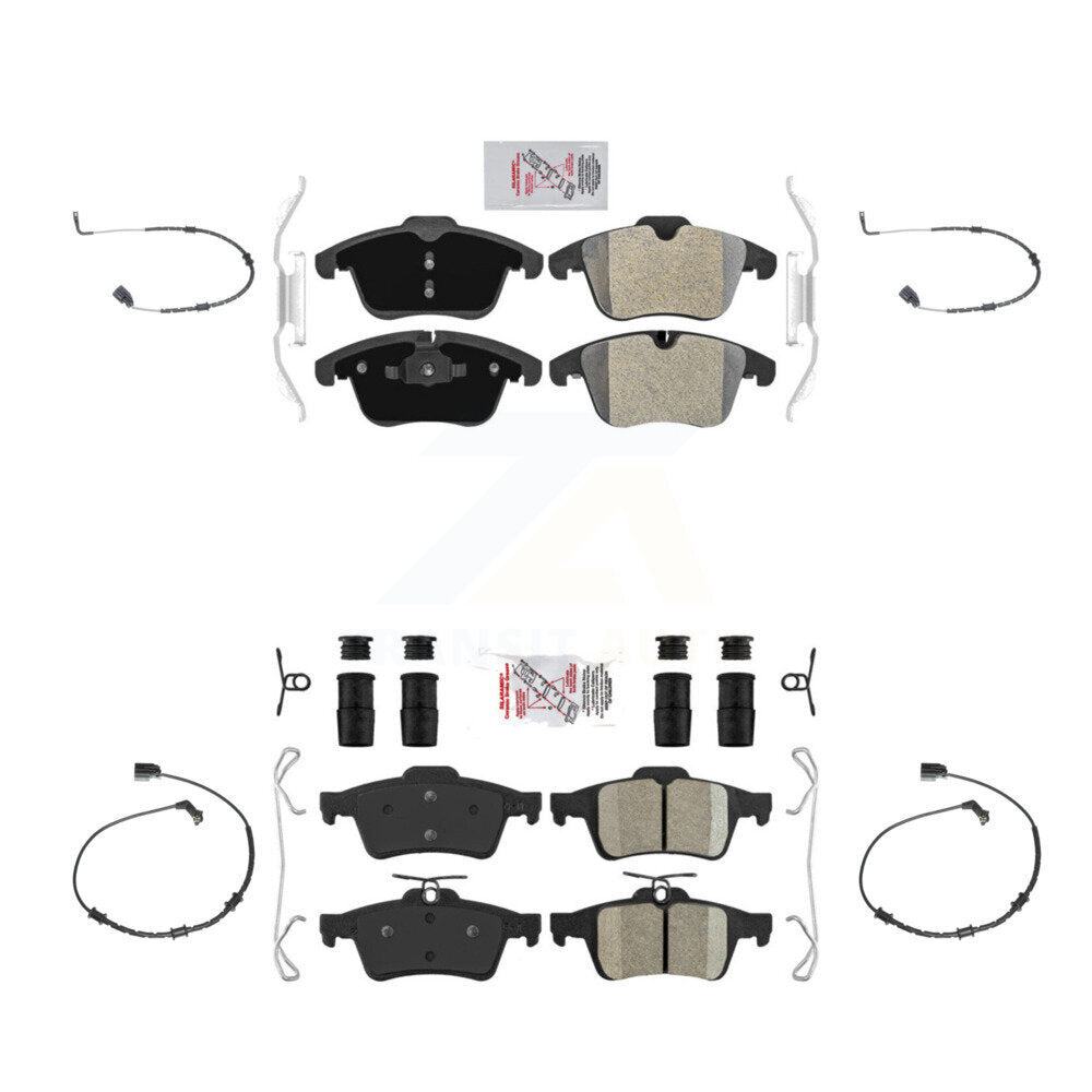 Ceramic Disc Brake Pads And Wear Sensors Front Rear Kit For Jaguar XF